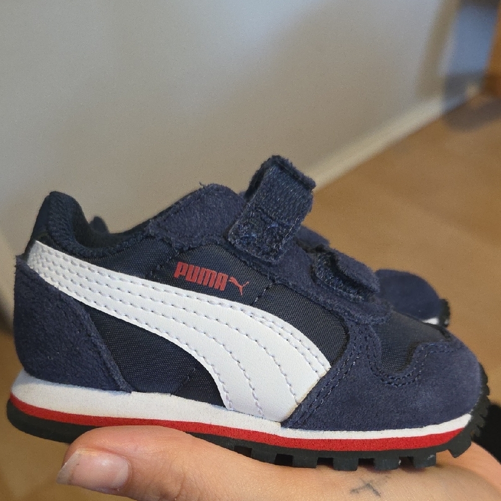 Puma Blue and White Velcro Sneakers